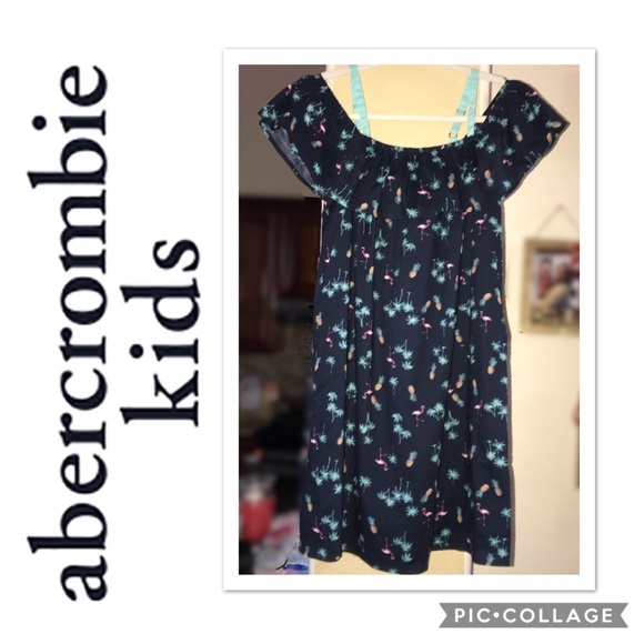 Abercrombie Kids off the Shoulder Flamingo Dress - Picture 1 of 6